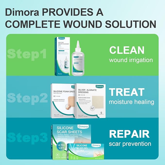 Dimora Foam Dressing, Sterile Non-Adhesive Hydrophilic Pads, Highly Absorbent 4"x4"(10 cm*10 cm) Pack of 10 Square Waterproof Dressing for Wound Care