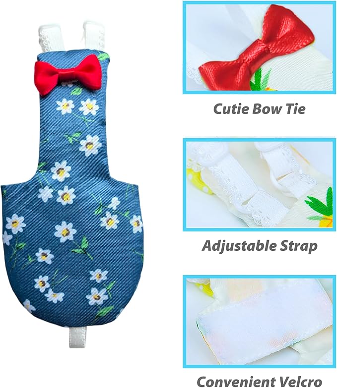 UKJENT Bird Diaper Protective Parrot Nappy - 2 Pack, Reusable Flight Suit with Waterproof Inner Layer, Washable Cute Urine Wet Suit for Cockatiel Monk Parakeet Sun Parakeet Lory(M)