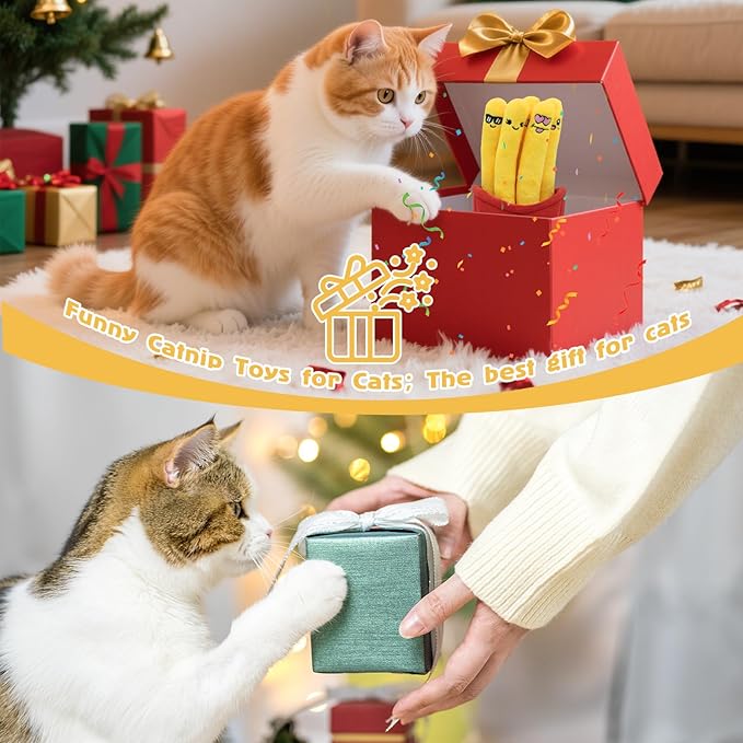 6 Pack Catnip Toys for Cats, Funny Cat Kicker Toys Filled with Organic Catnip, Interactive Kitten Teething Chew for Indoor Kitty Birthday