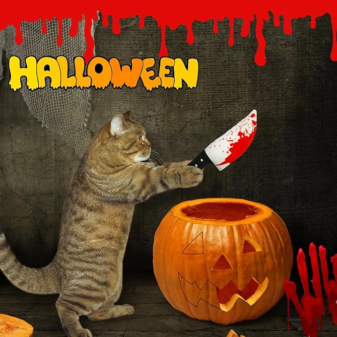 Idepet Cat Toys Catnip Crinkly Sound Toy Toys Christmas Kitten Bite Teething Chew Toys for Indoor All Breeds Cats Exercise (Horror Knife-Shaped Cat Toys)