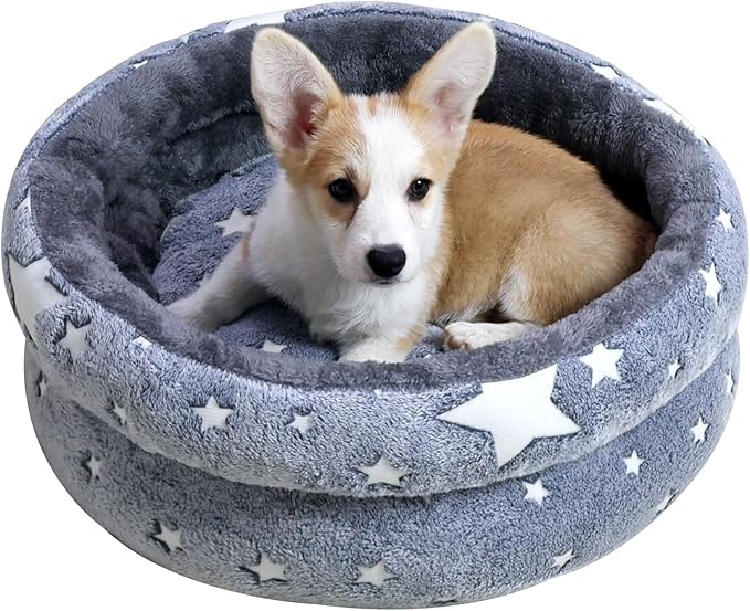 Cat Bed, Washable Cat Bed for Indoor Cats, Soft Plush Faux Fur Dog Bed, Round Pet Bed for Puppy and Kitten