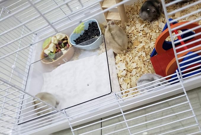 Cumuiu Hamster Sand Bathroom Clear Acrylic Toilet Tray Bathroom for Hedgehog Squirrel Hamster Guinea Pigs and Small Animal (Large)