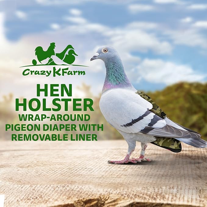 Hen Holster Wrap-Around Bird Diaper & Harness for Larger Pigeons, Small Breed - with Removable Liner, Adjustable Fit for Outdoor Adventures & Indoor Use, Easy to wear - Butterfly Camo, XS