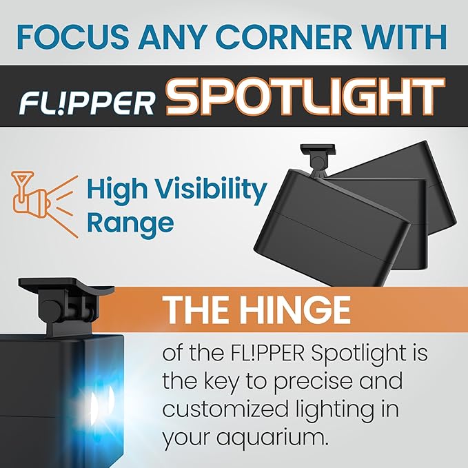 Flipper DeepSee MAGNIFIED Viewer Fish Tank Aquarium Rechargeable LED Spotlights with Dual LED and USB Recharging Cord