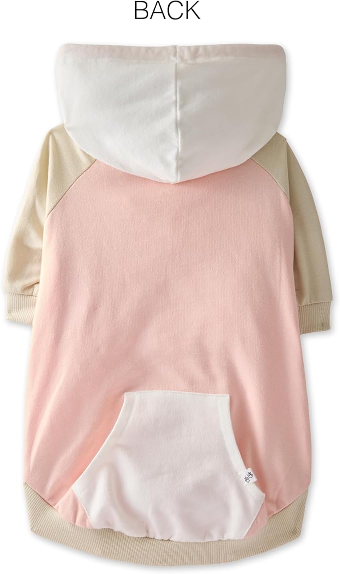 Rocky – The Orginal Lightweight Hooded TEE 100% Organic Cotton Dog Hoodie Pet Coat Sweater for Small, Medium, Large Dogs, Pink Color Block, Small