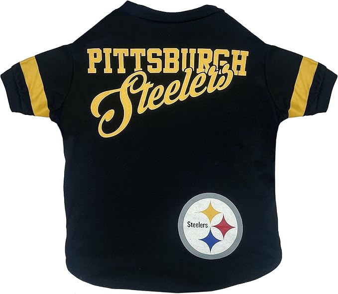 Pets First NFL Pittsburgh Steelers T-Shirt for Dogs & Cats, Small. Football Dog Shirt Team Fans. New Updated Fashionable Stripe Design, Durable Cute Sports PET TEE Outfit (PIT-4146-SM)