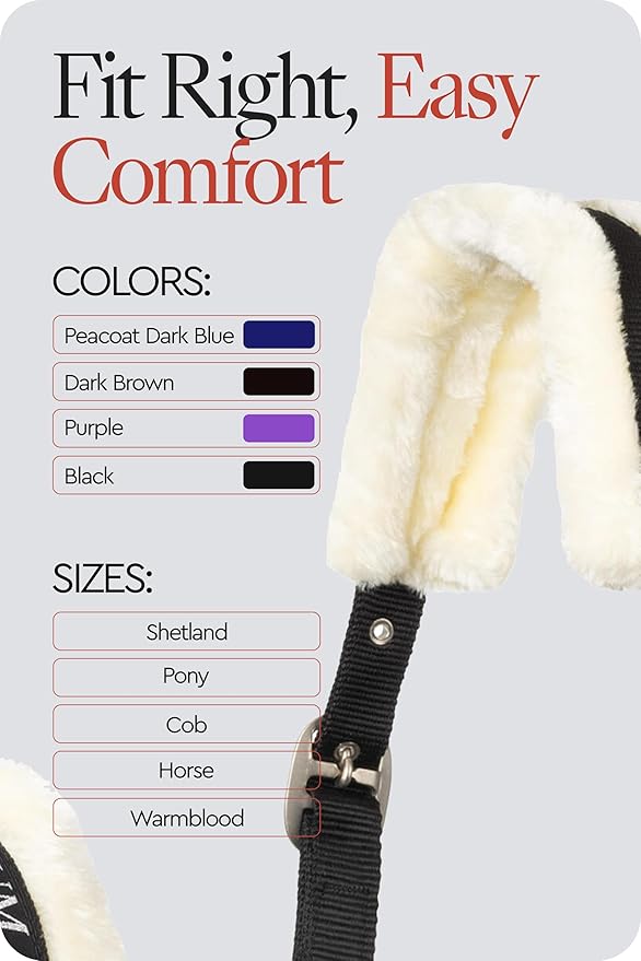 HORZE Howard Soft Fleece Padded Adjustable Polyester Horse Halter - Black - Horse