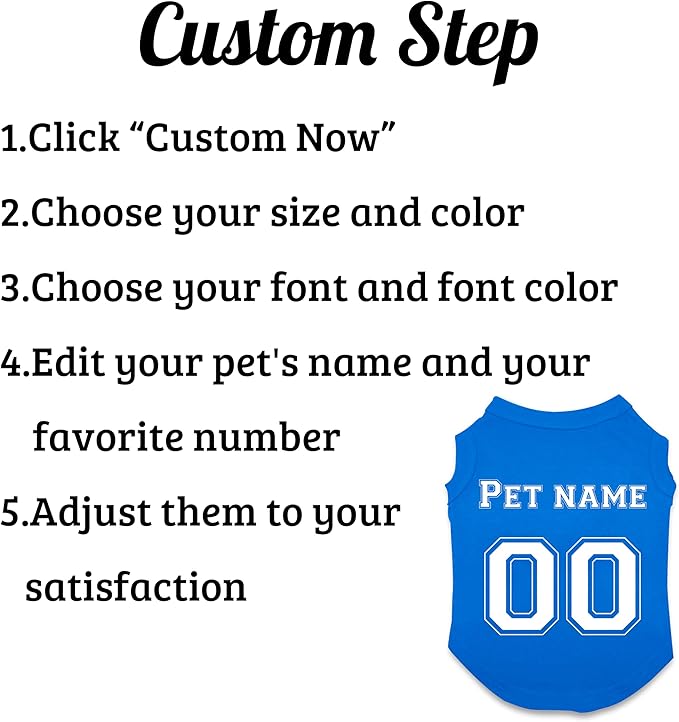 Customized Dog Jersey Shirt, Breathable Doggy Football Tee, Lightweight Sleeveless Vest Pet Clothes Personalized Pet Shirt Custom with Name/Text/Photo/Logo（Custom Dog Jersey）