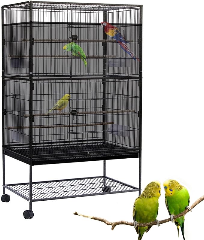Bird Cage Seed Catcher Large Bird Cage Cover 118 * 31 inches Adjustable Net Cover,Black Nylon Mesh Birdcage Skirt Guard for Parrot Macaw Round Square Cages (1, Black, 118 * 31 inches)