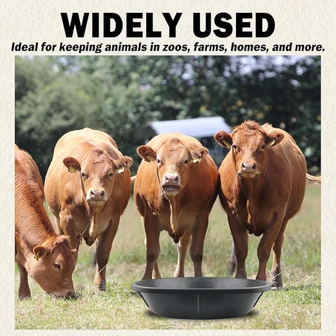4 PCS Rubber Feed Pan, 17.5X5.3in Horse Feed Bucket, 3 Gallon Feed Pan for Horse Cow Sheep Dog Pig Chicken Dust Bath and Other Animal Feed Container