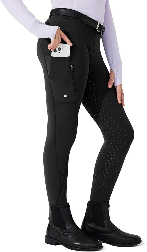 Willit Girls Fleece Horse Riding Pants Equestrian Breeches Kids Winter Riding Tights Thermal Schooling Tights