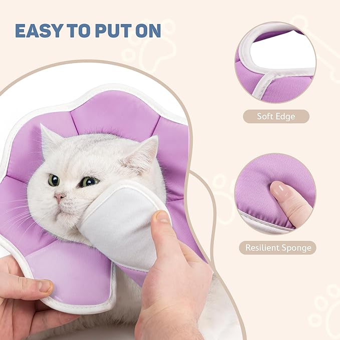 Avont Soft Cat Recovery Cone Collar, Adjustable Lightweight Kitten E-Collar for Small Dogs, Comfortable Neck Donut Stop Licking Scratching After Surgery -Purple(XS)