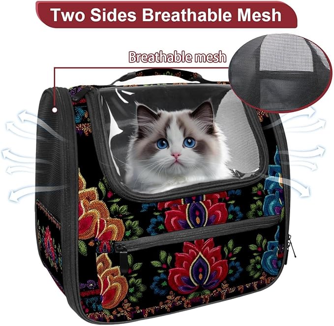 Motifs African Boho Paisley Floral (26) Pet Carrier Airline Approved Pet Carrier Bag Dog Carrier for Small Medium Cats Dogs Puppies Kitten
