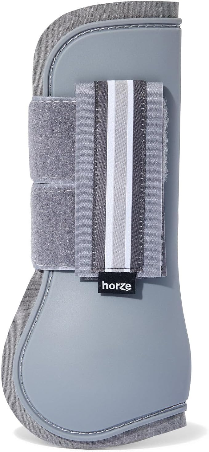 HORZE Adepto Open Front Tendon Boots | Durable Shell with Neoprene Lining - Steel Grey - Cob