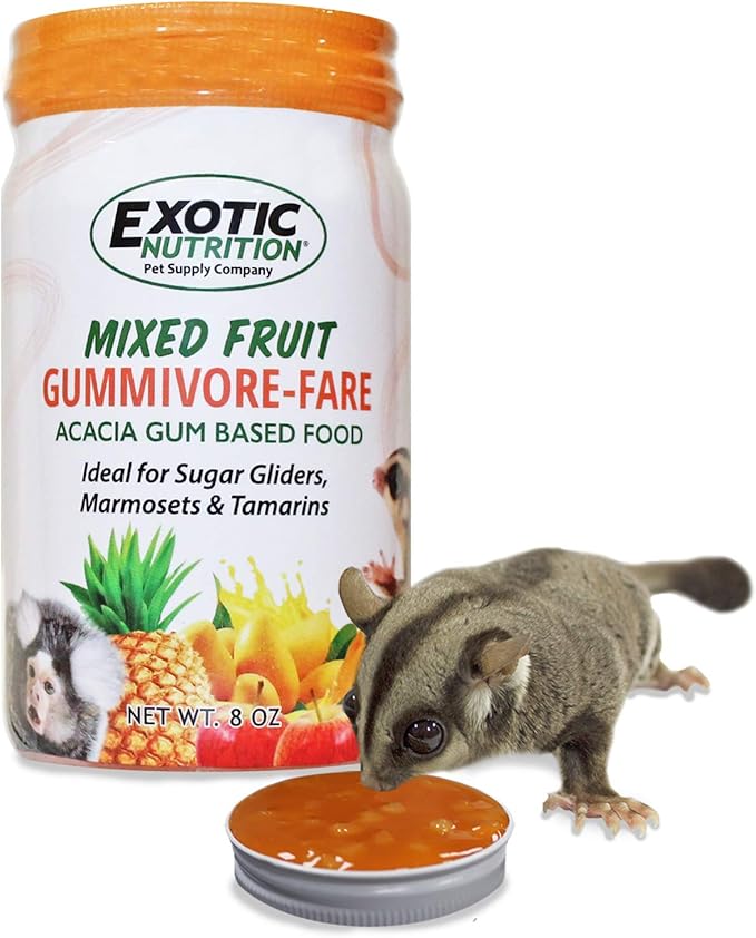 Gummivore-Fare - Mixed Fruit Flavor - Healthy All Natural Native Food Treat Sugar Gliders, Marmosets, Tamarins, and other Gum-Feeding Mammals - 8 oz. Jar - Acacia Gum-Based Supplement