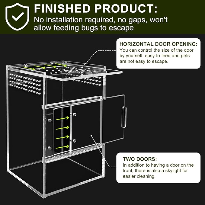 Jumping Spider Enclosure, One-Piece Fully Transparent Acrylic Small Reptile Enclosure, 5.9x5.9x9 inch Small Terrarium for Tree Frogs, Tarantulas, Mantises, Jumping Spiders