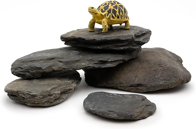 Aquarium Stone Stream Turtle Platform Natural Slate 3-8 inches basking Rock for Aquarium Decoration Turtle Tanks and Amphibian & Reptile Terrariums-10lb