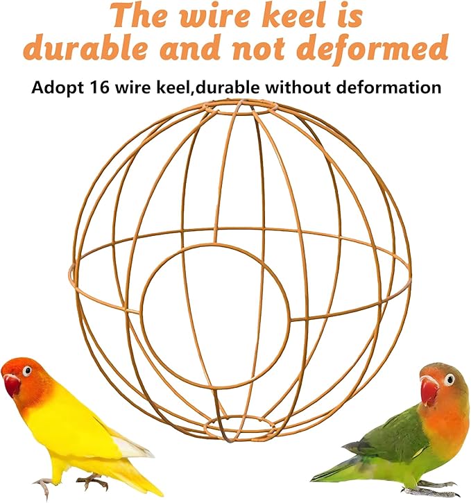 BNOSDM Rattan Bird Nest Parrot Nesting House Parakeet Hanging Swing Soft Lovebird Warm Bed Sleeping for Parrots Bird Cage Accessories for Cockatiels Budgerigars Finches Canaries (G-Hole Style)