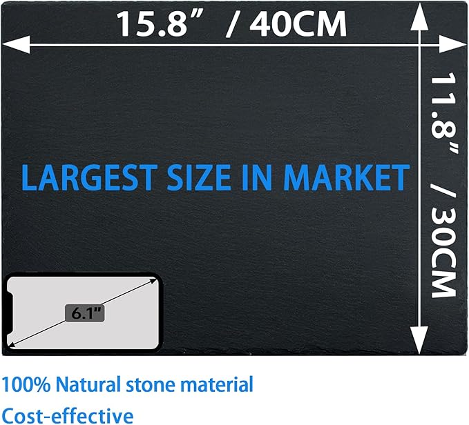 Extra Large 15.7 × 11.8" Reptile Basking Platform, Reptile Slate, Basking Rock, Slate Tiles Rocks for Reptiles,Terrarium Bowls for Bearded Dragon Tortoise Turtle Ball Python Snake Lizard Gecko