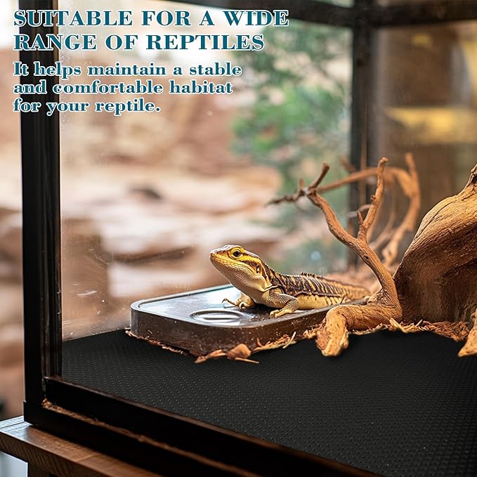 MAQIHAN 6.5 FT Reptile Substrate Mat - Reptile Carpet Mat Terrarium Bearded Dragon Tank Mat Reptile Tank Liner Bedding Accessories Substrate for Leopard Gecko Snake Tortoise Gecko Lizard (Black)