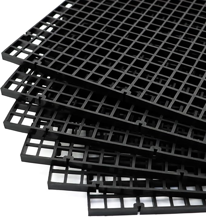 ALEGI 24 Pcs Aquarium Fish Tank Divider Plastic Egg Crate Aquarium Filter Bottom Tray Grid Isolation Board Partition Net Pane Separator (L 24pcs Black)