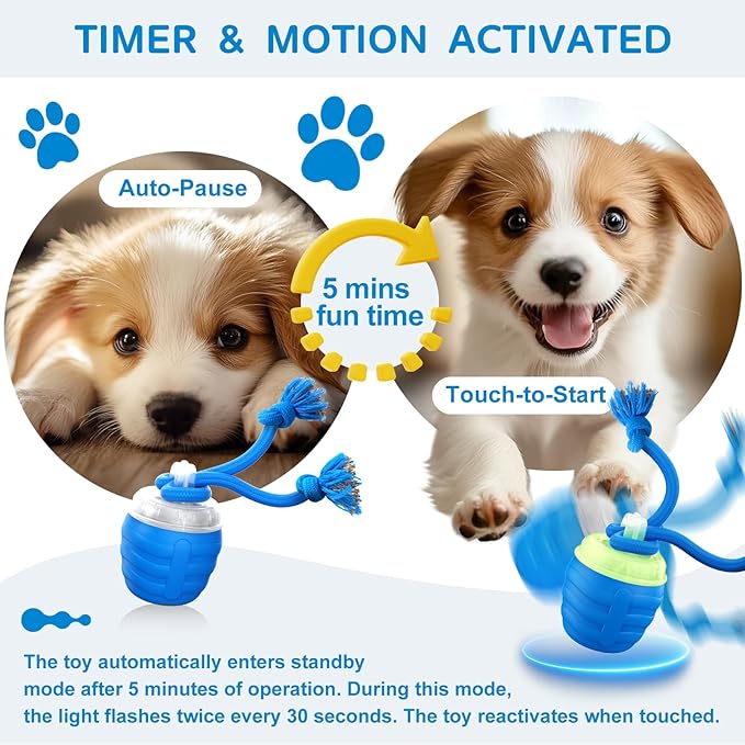 Interactive Dog Toys, [2026 Newly Upgraded] Interactive Dog Ball for Medium/Large Dogs, Automatic Moving Dogs Toy Wicked Ball for Boredom & Training, Play Music, USB Rechargeable(Blue)
