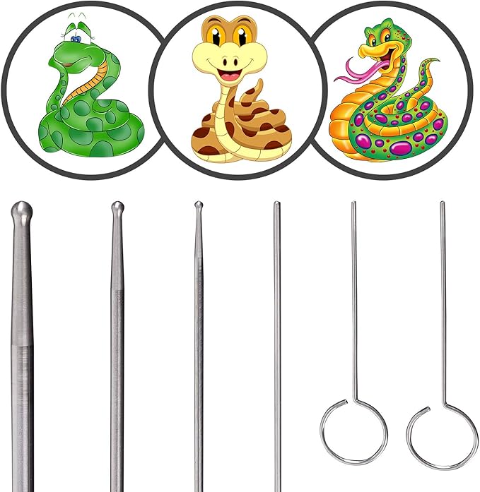 REPTI ZOO Snake Probe Kit 6 Pieces Round Ball Tip Professional Reptiles Snake Sexing Kit Probes Set