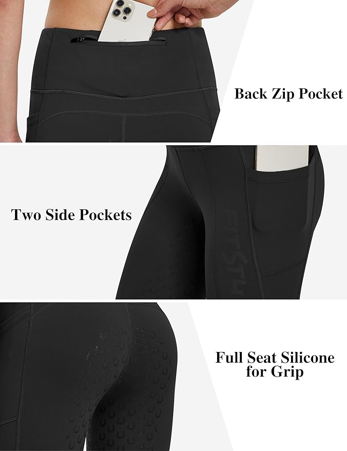 FitsT4 Sports Women's Winter Riding Breeches Fleece Lined Horse Riding Pants Tights Full Seat Silicone Equestrian Breeches