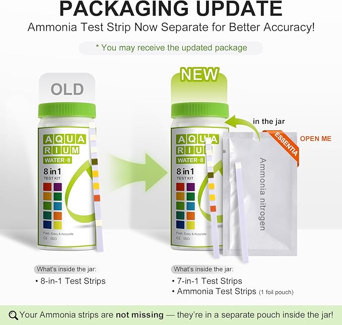 AAwipes 8-in-1 Aquarium Test Kit for Fish Tanks - Quick & Accurate Water Testing Strips for Aquariums & Ponds. Tests pH, Ammonia, Alkalinity, Hardness, Chlorine, etc. (K02-50)