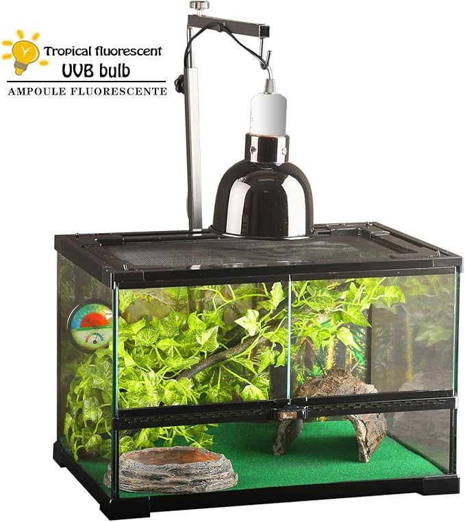 UVA UVB Reptile Light 5.0 Tropical 26W UVA UVB Bulb E26 Compact Fluorescent Terrarium Lamp with UV Tester Card