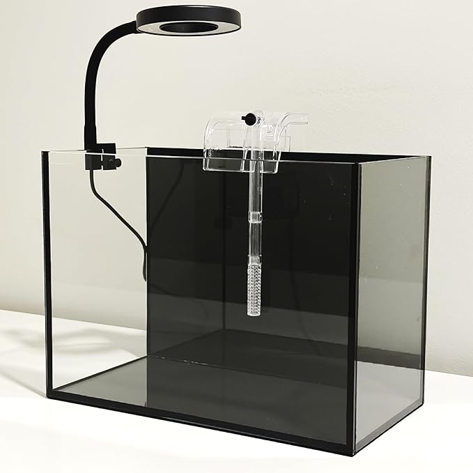 Nano Aquarium kit, Small Betta Fish Aquarium, 2.2 Gallon Rimless Glass Fish Tank with Filter and Light (Black, Essential)