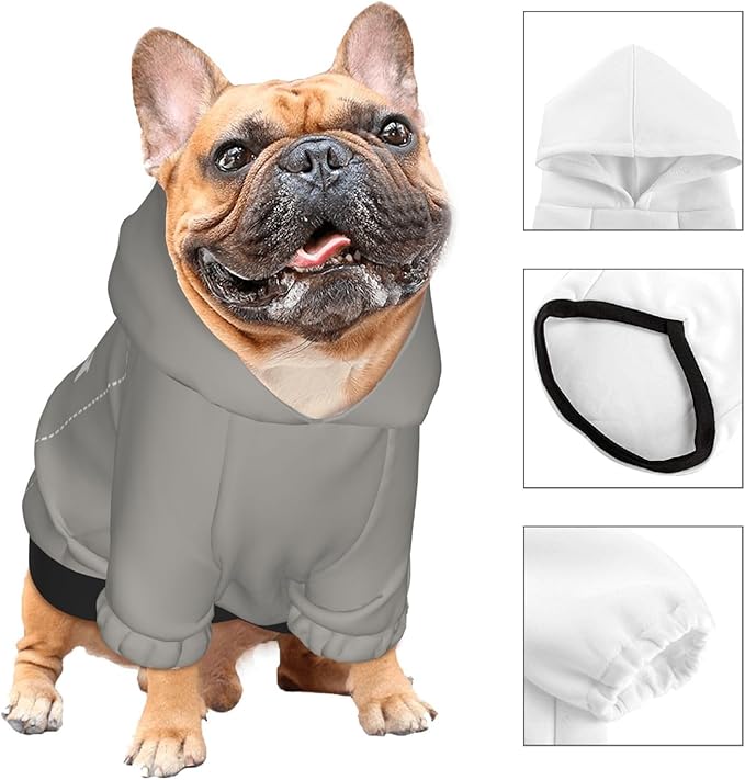 Personalized Chihuahua Dog Hoodie, Custom Pet Warm Sweatshirt Costume with Name Number Photo, Customize ID Clothes for Pupppy Kitten Dogs Cats, Grey, XXS