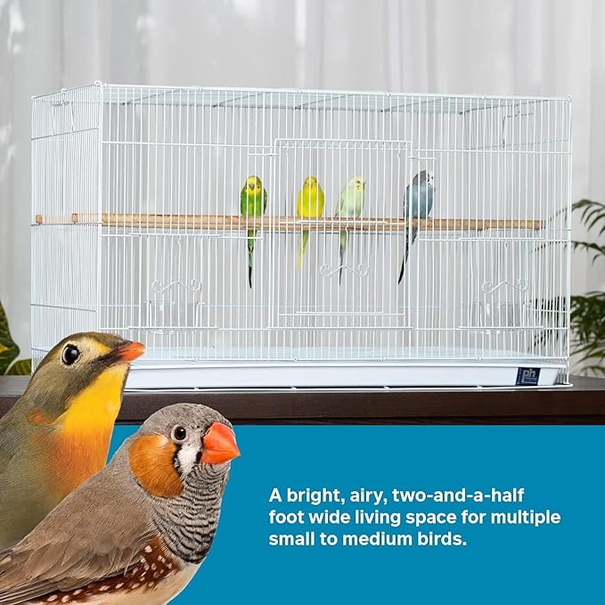 Medieval Moods Flight Bird Cage with Castle-Inspired Design, Spacious Interior, Durable Construction, and Ample Room for Birds to Fly, Play White