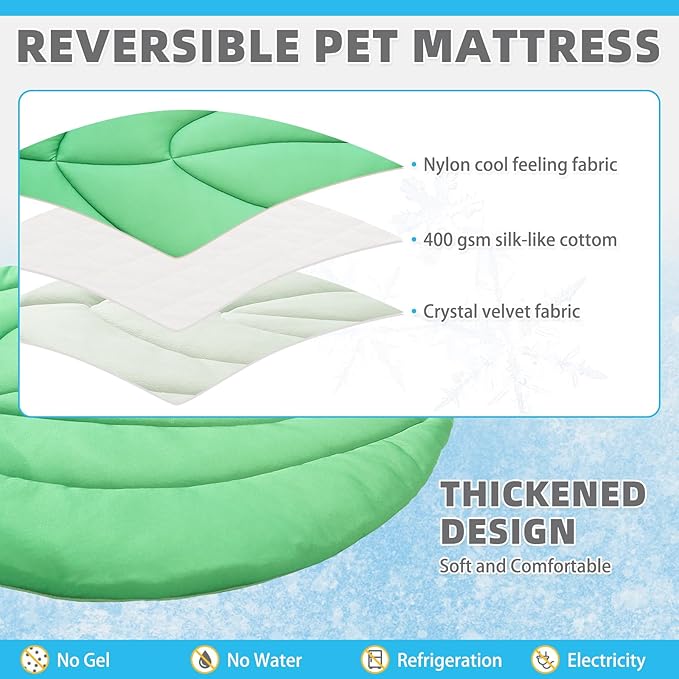 KOOLTAIL Upgrade Cat Self Cooling Mat for Summer, Reversible Thicken Pet Sleeping Blanket Pad Kennel Reusable Washable Waterproof Breathable Seat, Easy Carry Mats for Crate Car Playpen Puppy