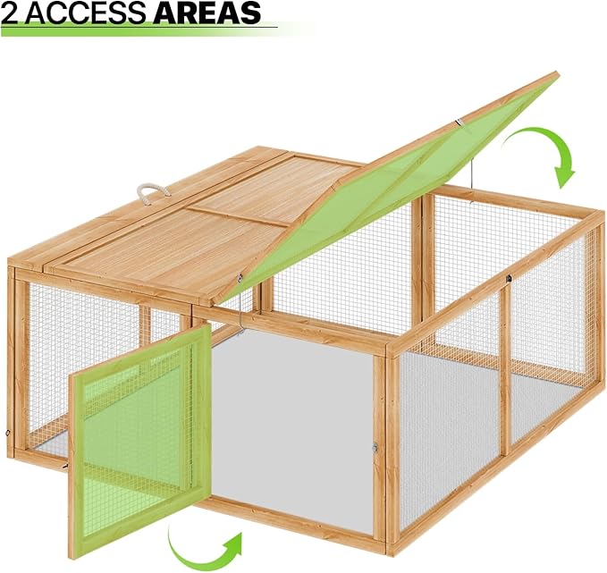 Magshion Folding Chicken Coop Rabbit Hutch, Portable Chicken House with Handle Wooden Small Animal Poultry Pet Cage House for Outdoor, 45.5 Inch, No Assembly Required