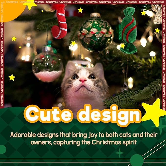 ALL FOR PAWS Christmas Cat Toys with Catnip, Teething Chew Bite Resistant Toy for Indoor Cats, Xmas Gift Kitten Toys, Interactive Kitten Toys