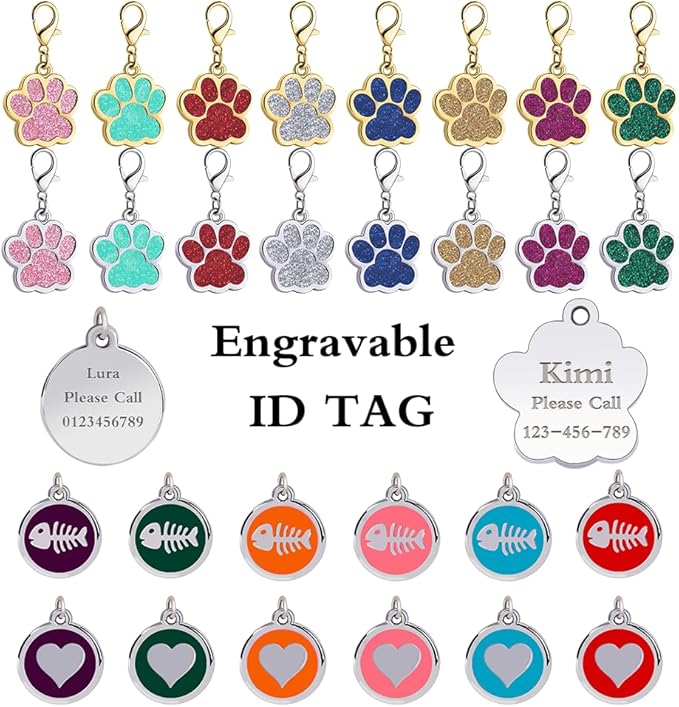 Personalized Breakaway Cat Collars Glow-in-The-Dark with ID Tag, Bell - Safety Quick - Release, Customizable for Female Male Kittens & Cats (Red)