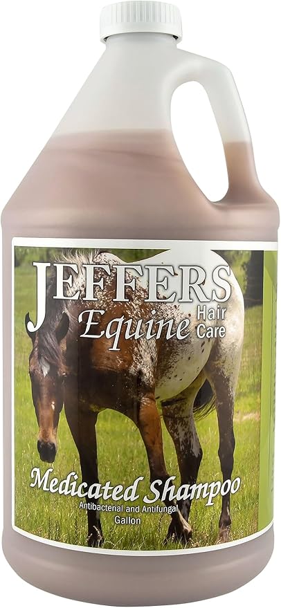 Jeffers Equine Antibacterial & Antifungal Medicated Horse Shampoo 1 Gallon – Gentle Coconut Oil Based Grooming Shampoo for Horses, Daily Bathing, Show Prep, Trail, Stable, Coat & Skin Care