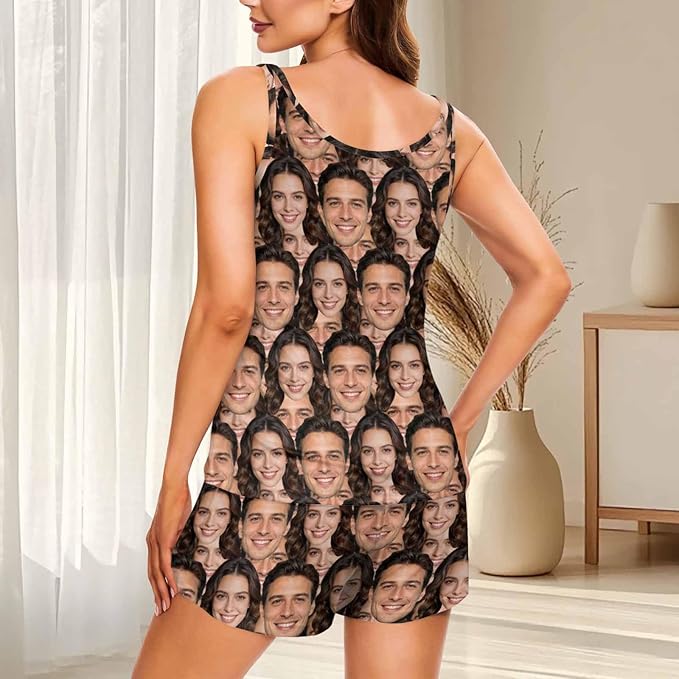 D-Story Personalized Pajamas with 1-8 Faces for Women Men, Custom Christmas Pjs, Pajamas Gifts For Family,Cat Mom,Dog Mom