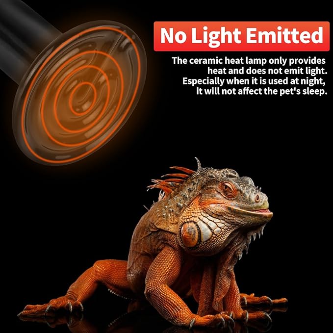LUCKY HERP Reptile Heat Lamp - 100W Ceramic Heat Emitter Reptile Heat Lamp Bulbs (1 Pack), No Light Ceramic Heat Bulb, Heat Lamp for Reptiles Amphibian Chicken Pet Brooder Coop Lizard Turtle