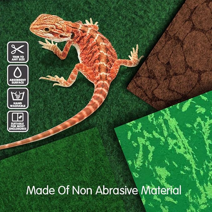Reptile Carpet 40 Gallon 2 Pack for Bearded Dragon Tank Accessories,Enclosure Terrarium Liner Bedding Mat for Lizard,Gecko,Snake,Chameleons,Tortoise with Tweezers Feeding Tong(36 * 18in)