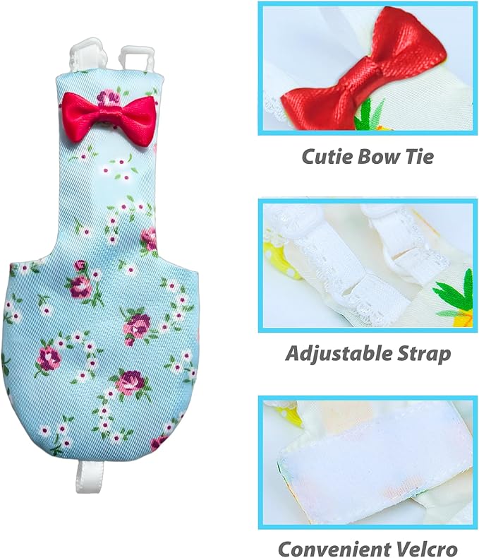 UKJENT Bird Diaper Protective Parrot Nappy - 2 Pack, Reusable Flight Suit with Waterproof Inner Layer, Washable Cute Urine Wet Suit for Parakeet Cockatiel Mini Macaw Budgie Canary(M)