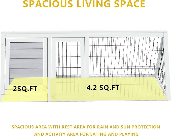 Chicken Run Coop,Wooden A-Frame Quail Cages Rabbit Hutch with Ventilating Wire & 3 Doors Indoor Outdoor Portable Playpen Run House for Duck Chick Poultry & Small Animals (Grey)