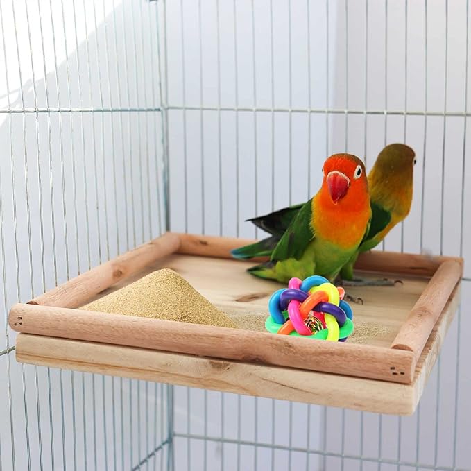 Natural Wooden Parrot Bird Perch Stand, Parakeets Paw Grinding Standing Pole, Cage Accessories for Small Animals Rat Hamster Budgies Lovebirds Cockatiels