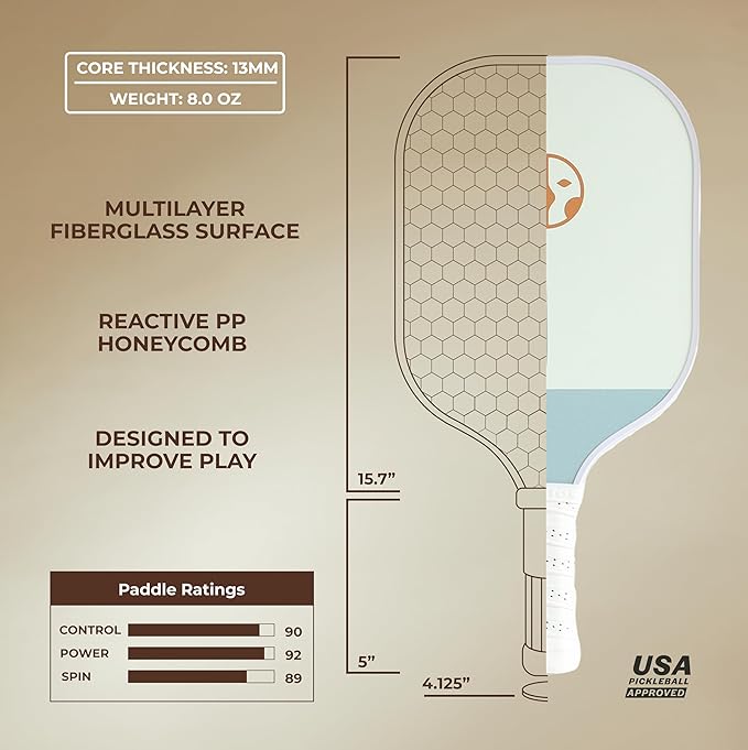 HELIOS Beginner Pickleball Paddle Set of 2 | Includes Rust & Misty Paddles | Particle-Printed Carbon Fiber with 13mm Reactive Core | 8oz, Ideal for Beginners | USAP Approved