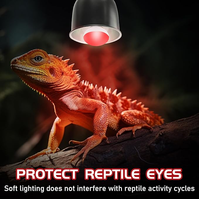 Infrared Reptile Heat Lamp, UVA Red Heat Light Bulb 25W, 2 Pack Reptile Heat Bulb, Infrared Basking Spot Light for Snake, Leopard Gecko, Turtle, Lizard
