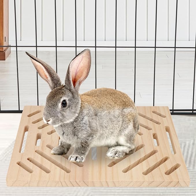 Hypeety Natural Wood Rabbit Scratch Board Bunny Scratching Pad for Rabbits Bunnies Durable Nail Trimming Teeth Grinding Indoor Play with Chew Toys