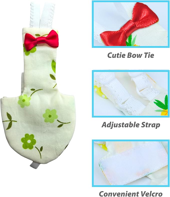 UKJENT Bird Diaper with 78 Inch Flying Leash - 2 Pack, Reusable Flight Suit with Waterproof Inner Layer, Washable Cute Urine Wet Suit for Cockatiel Monk Parakeet Sun Parakeet Lory(S)