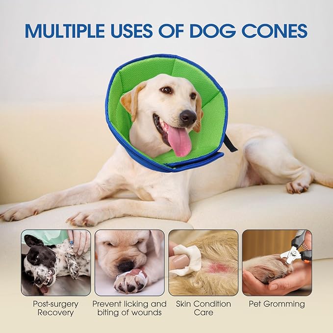 Dog Cone Collar After Surgery, Soft Cone for Small Dogs to Stop Licking, Adjustable Elizabethan Collar for Dogs, Lightweight Breathable Dog Recovery Cones for Wound Healing & Hot Spots