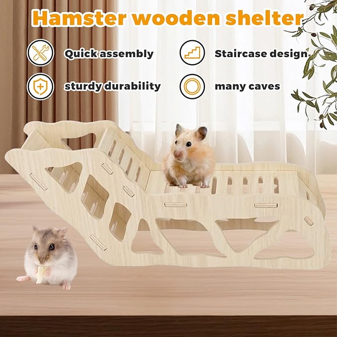 Hamster Hideout Climbing Ladder and Tunnel, Small Animal Tunnel Hideout, Ideal for Bedding Burrowing & Accessory Connecting, Effortless Assembly, Sturdy Durable, H